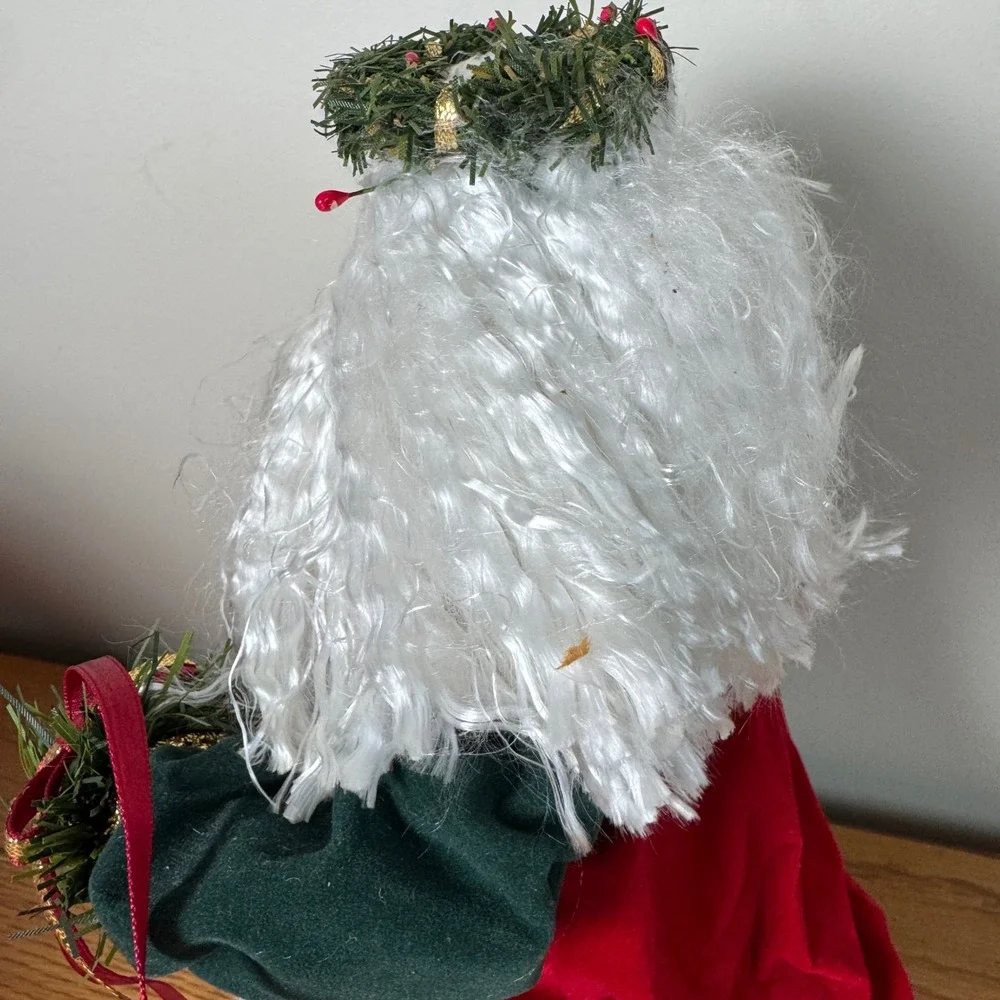 Midwest Importers Vintage Santa Claus Figure 12 Inch Red Velvet‎ Green Robe Box